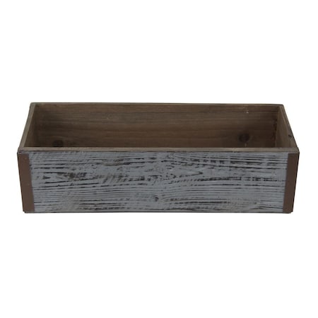 Gardencontrol Gray Wash Wooden Rectangular Planter with Metal Corner Accents GA2546545